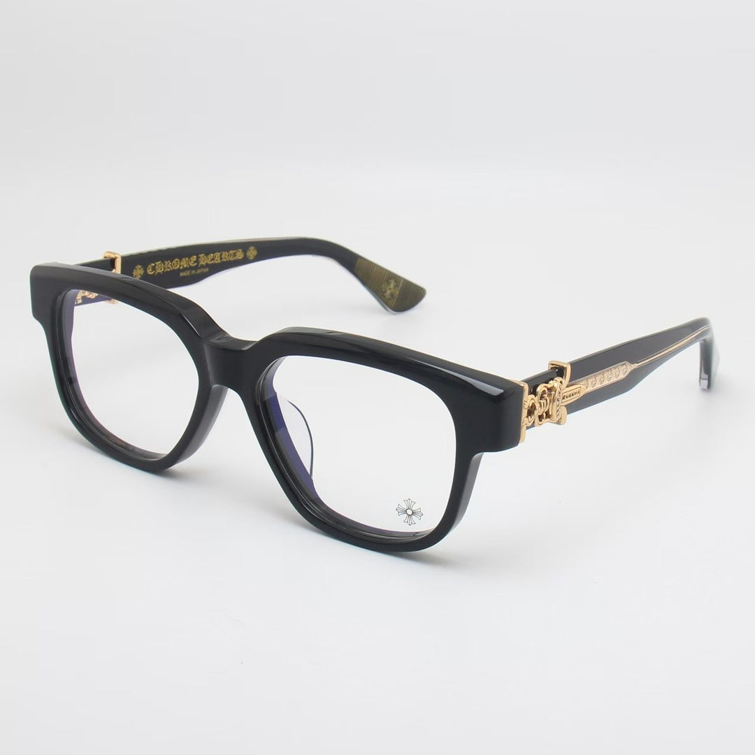 Chrome Hearts exquisitely carved pattern large-frame eyeglasses