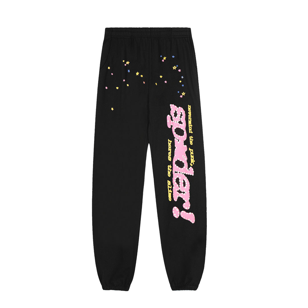Sp5der 555555 star pattern hooded trousers and sweatshirt