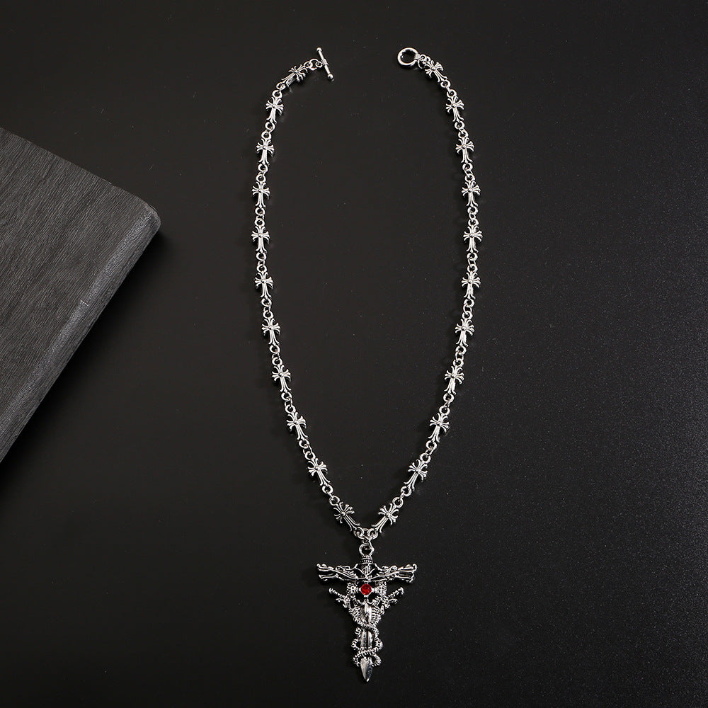 Chrome Hearts Style Dark Cross Necklace