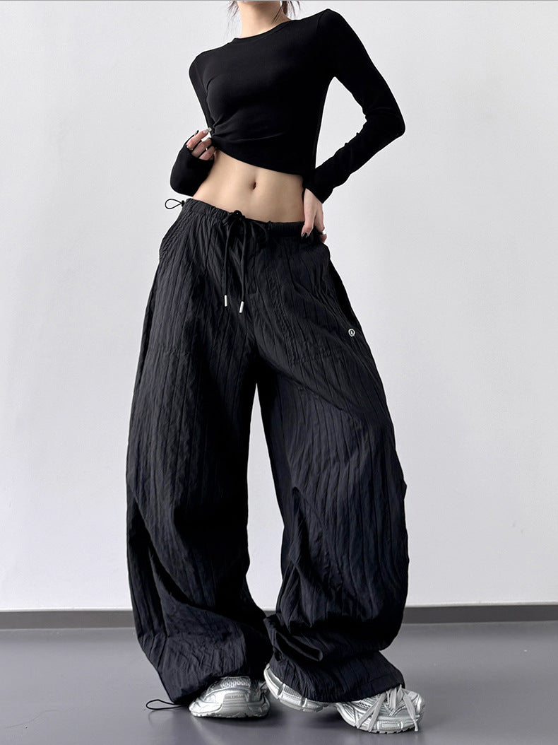 "Hot Girl" Style Quick-Drying, Textured, High-Waisted Cargo Pants