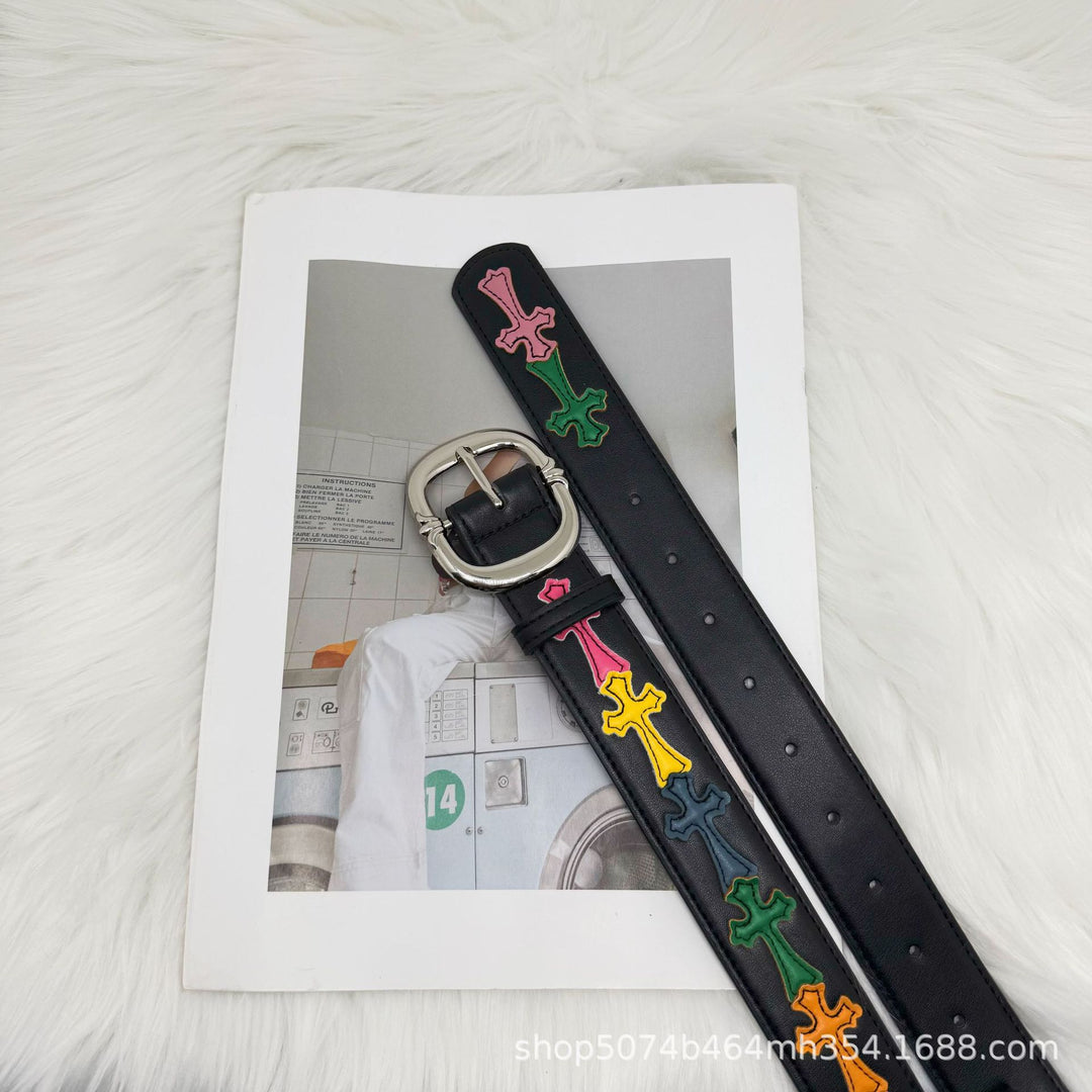 Chrome Hearts Cross-Motif Classic Leather Belt