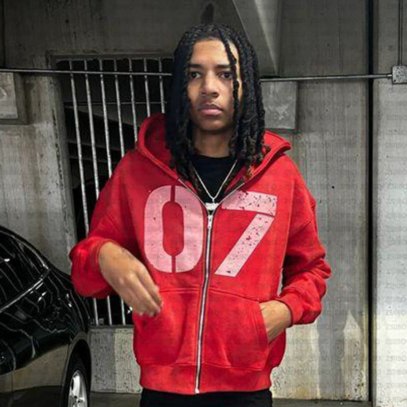 Hip-hop 07 digital sports sweatpants zip-up hoodies