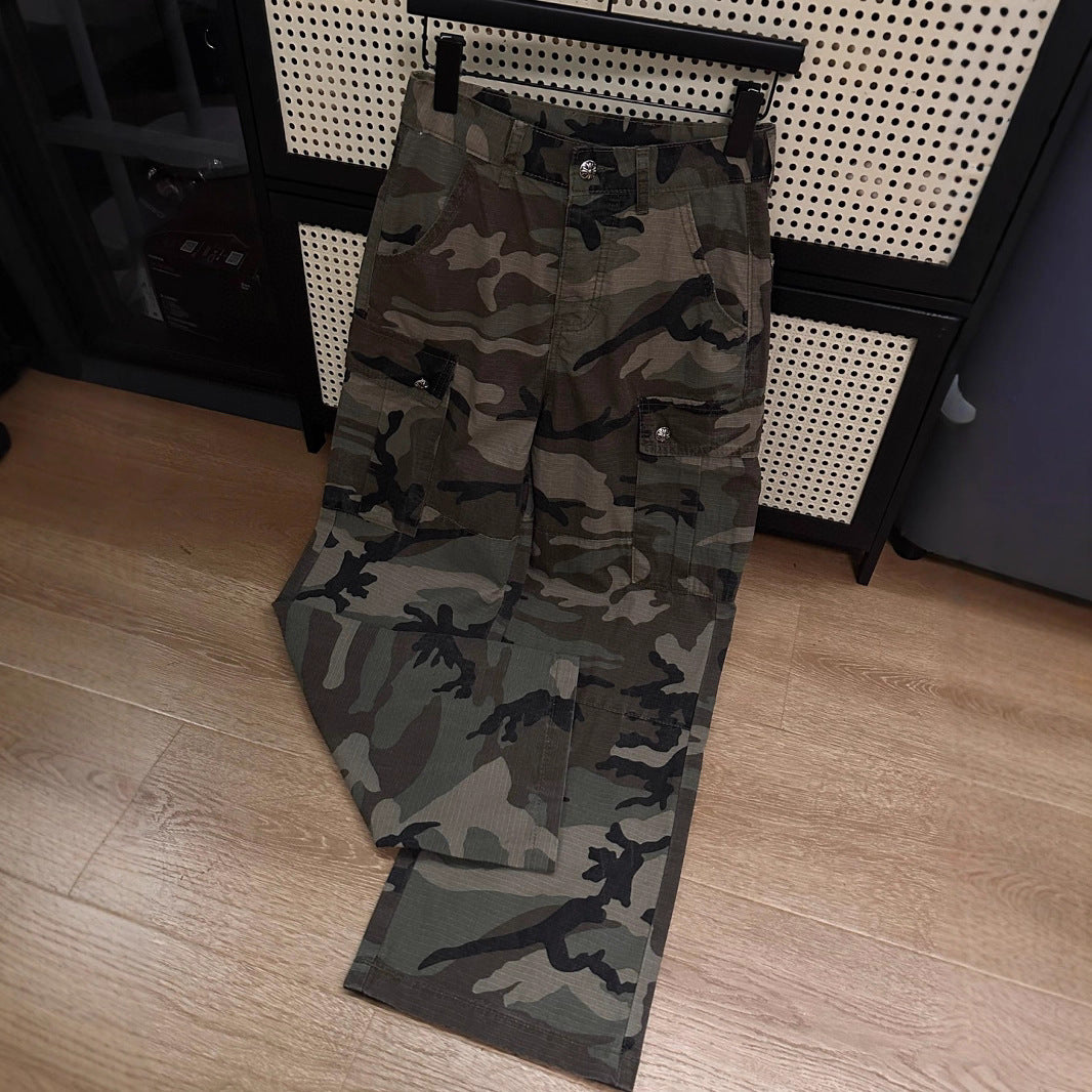 Chrome Hearts sexy tank top, retro cargo camouflage pants