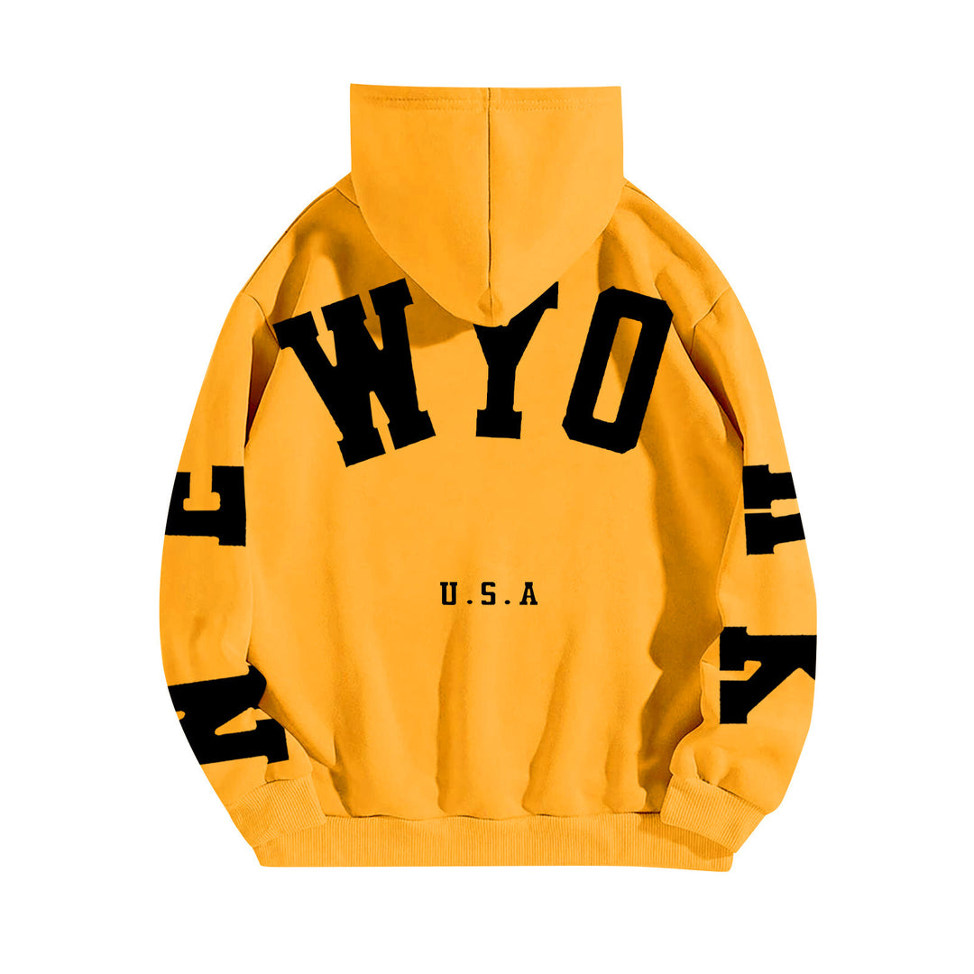 wyo newyork letter print hoodie, loose fit, oversized hoodie