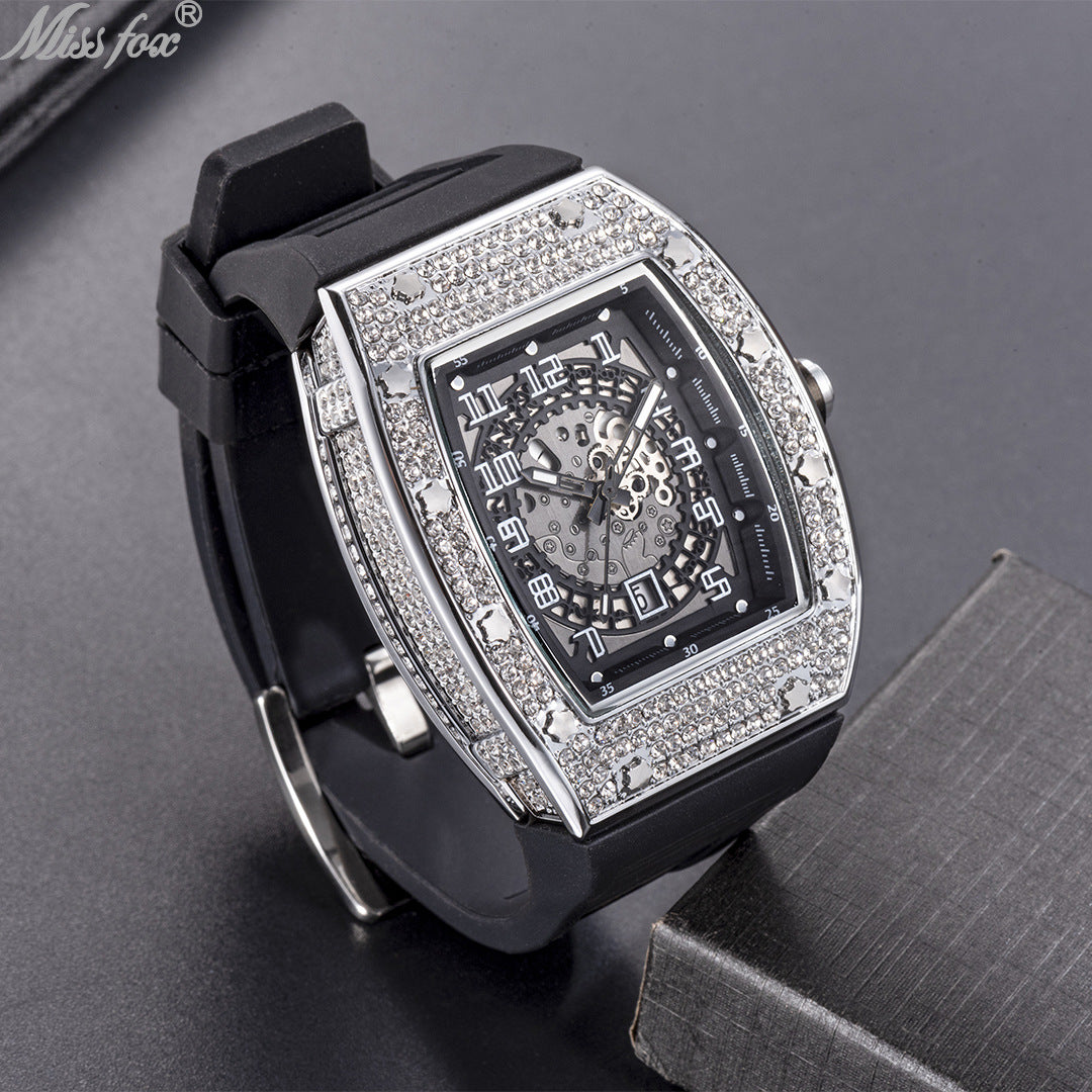 Tonneau-Shaped Quartz Watches with Silicone Straps