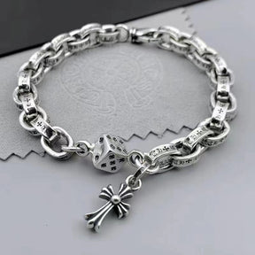 Domineering chrome hearts cross thick bracelet