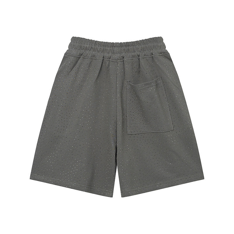 Sp5de five-inch shorts with full-on rhinestone hot-fix design