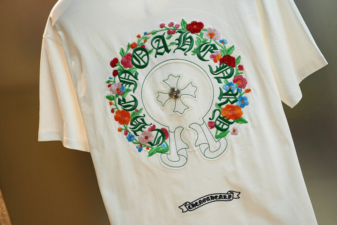 Chrome Hearts Colorful Tree Planting Garden Embroidery T-Shirt