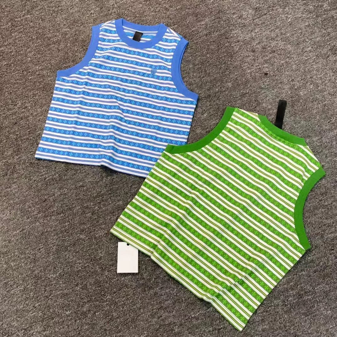 Chrome Hearts striped jacquard cross sleeveless vest