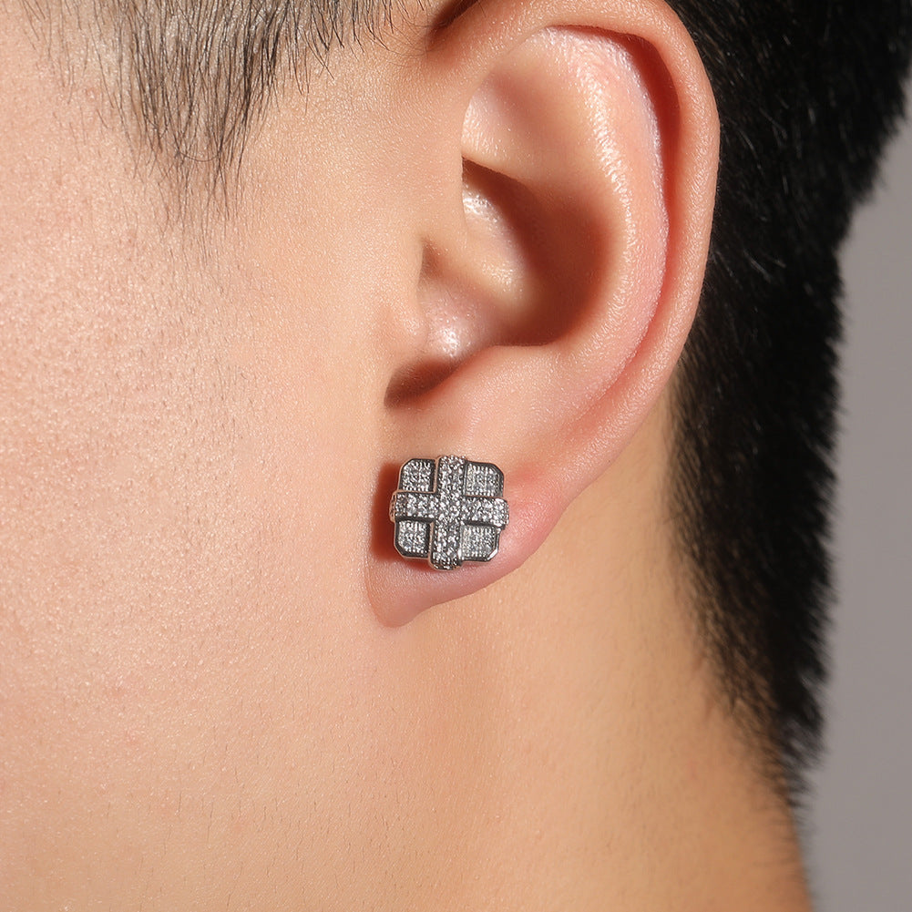 Square cross eight-star and eight-sword diamond Earrings