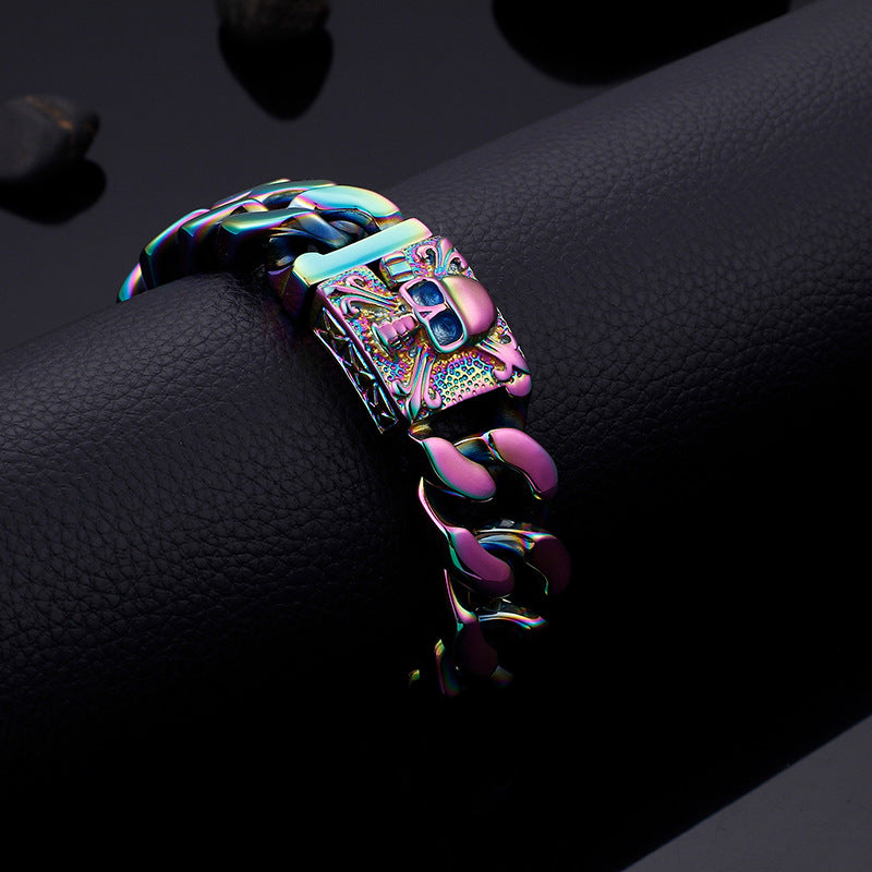 Skull Cuban chain titanium steel bracelet