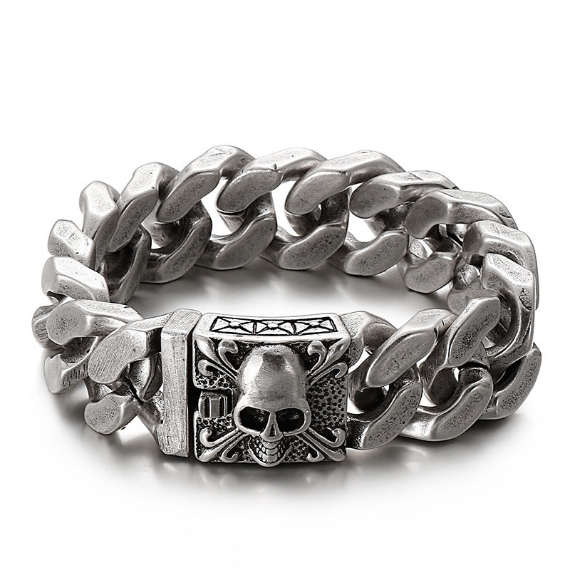Skull Cuban chain titanium steel bracelet