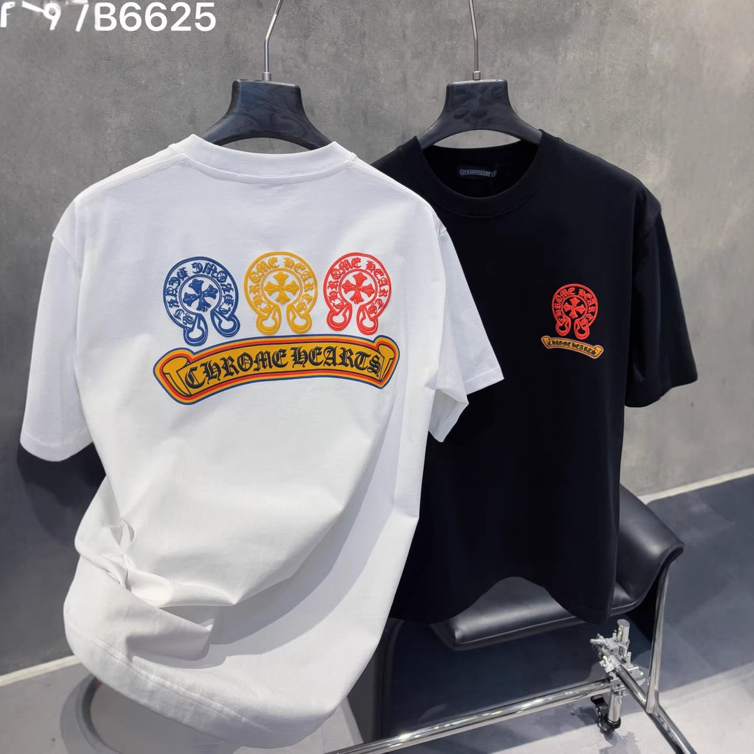 Chrome Hearts 3 Horseshoe Sanskrit Embroidered T-Shirt
