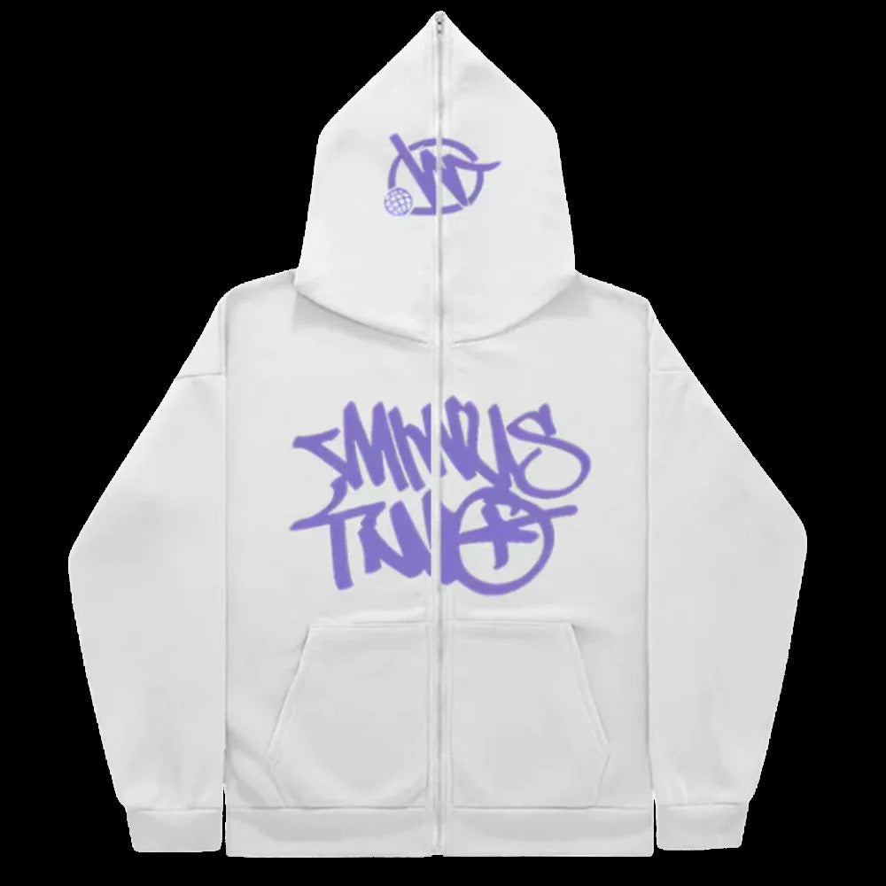 High Street Hip Hoo Printed Zipper Hoodie