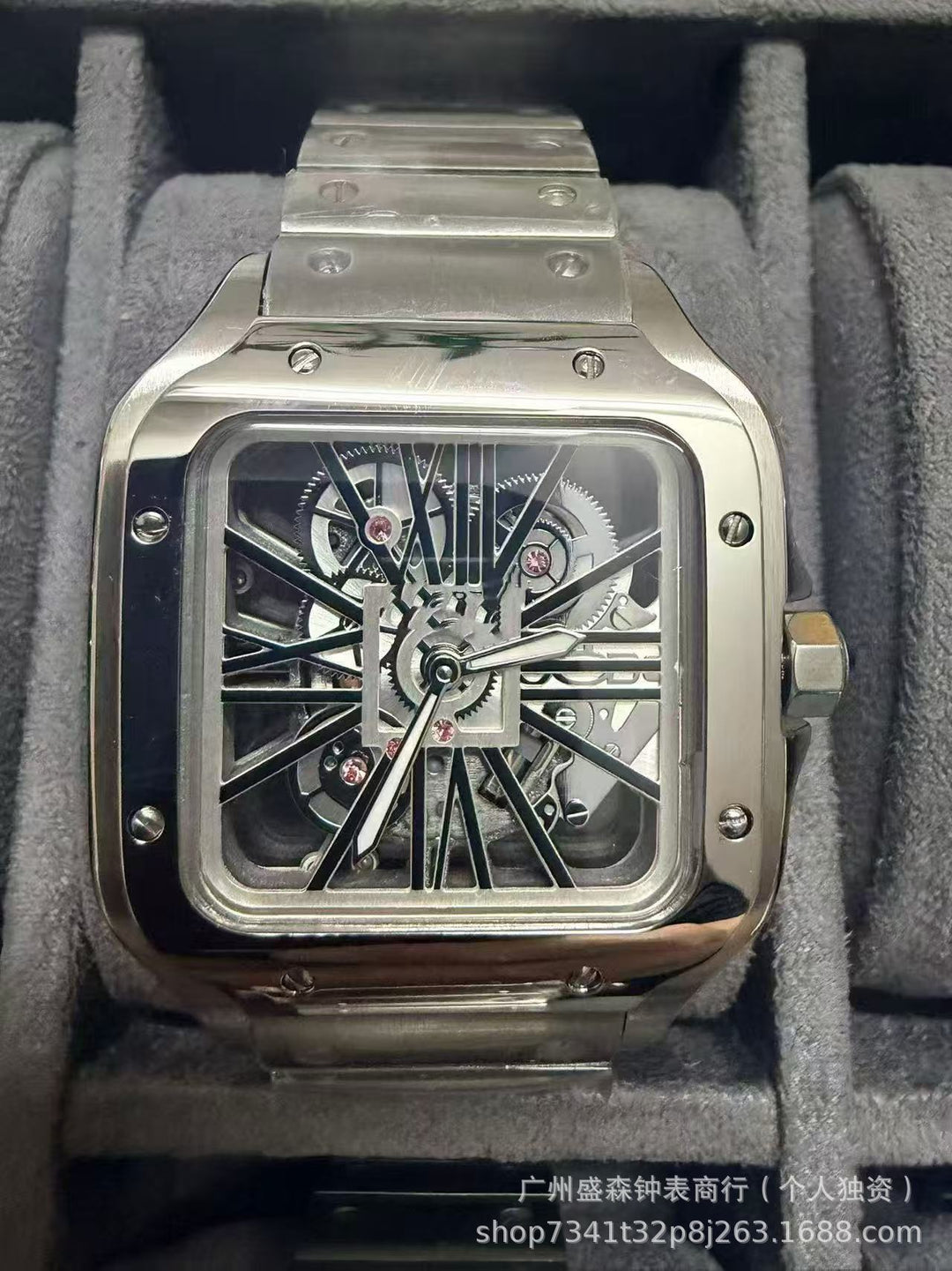 Square Roman series skeletonized quartz watches