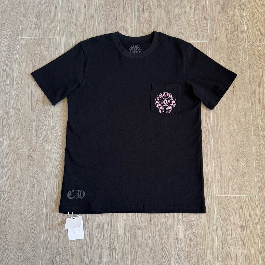 Chrome Hearts Pink Horseshoe Print Short-Sleeve T-Shirt