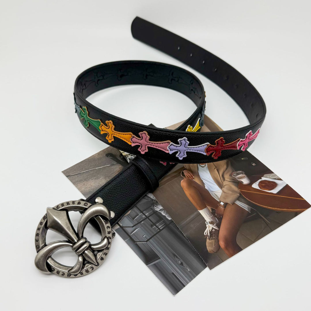 Chrome Hearts Cross-Motif Classic Leather Belt