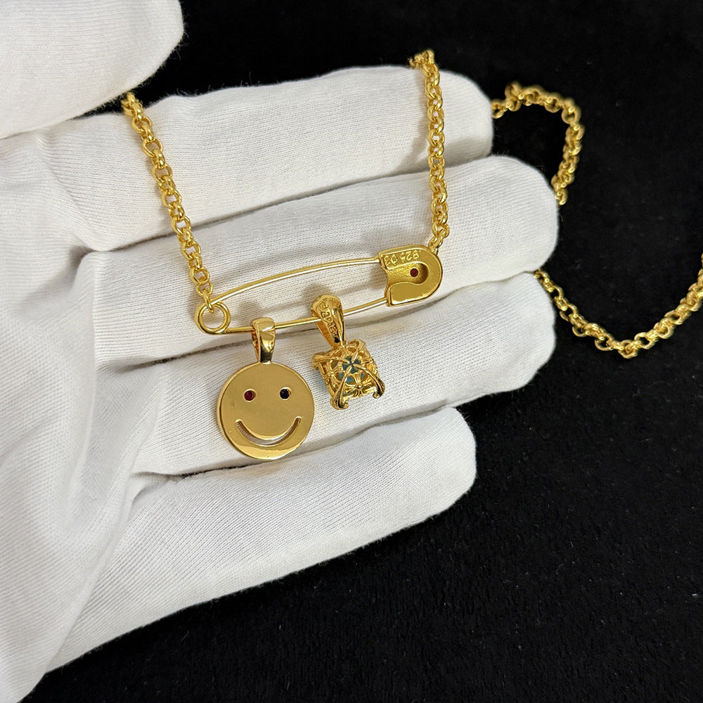 Chrome Hearts Diamond-Encrusted Smiley Face Sugar Cube Pendant