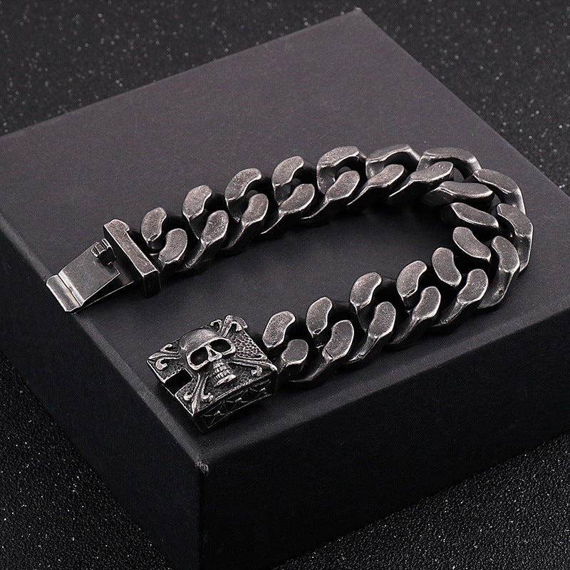 Skull Cuban chain titanium steel bracelet