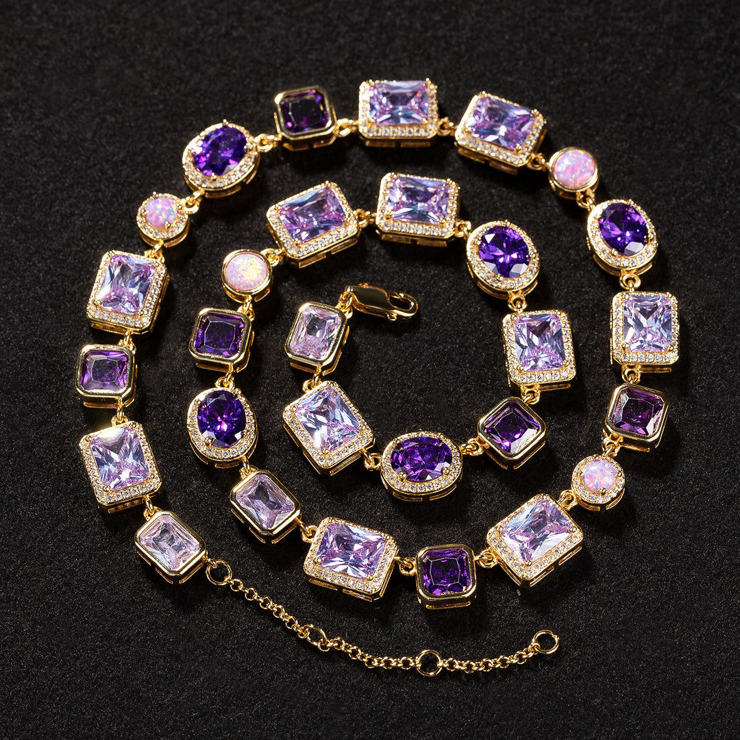 10mm Geometric Purple Gemstone Necklace