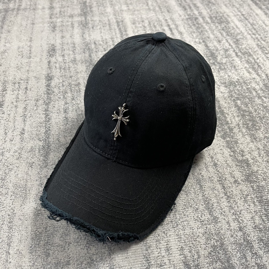Chrome Hearts Ripped Denim Baseball Cap