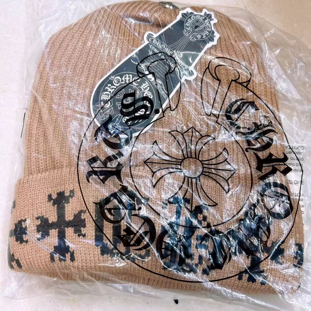 Chrome Hearts warm knit beanie for round faces