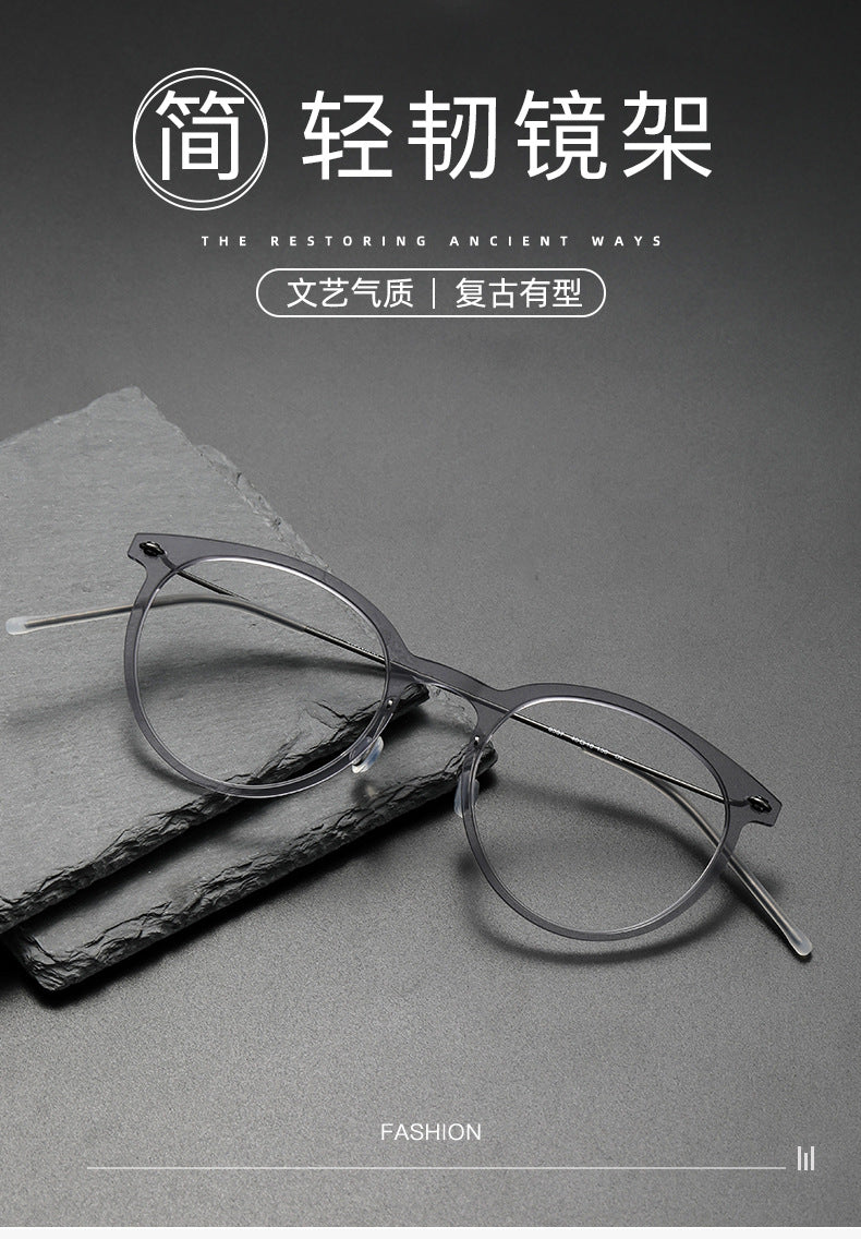 Black Round Eyeglasses Timeless Acetate & Gold Titanium Design