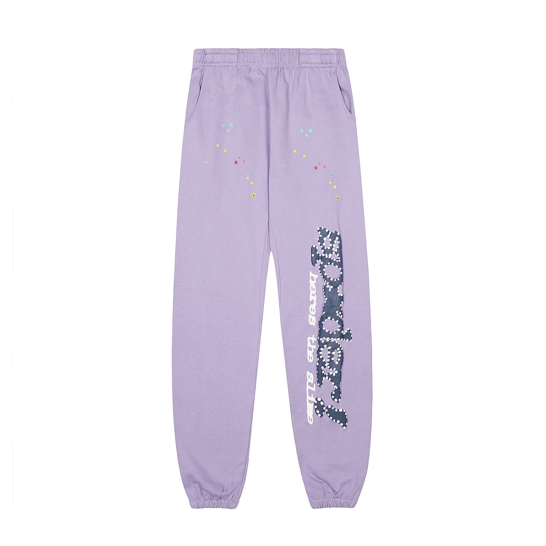 Sp5der 555555 star pattern hooded trousers and sweatshirt