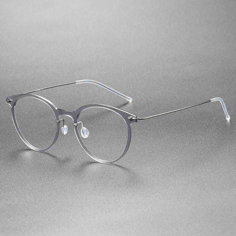 Black Round Eyeglasses Timeless Acetate & Gold Titanium Design