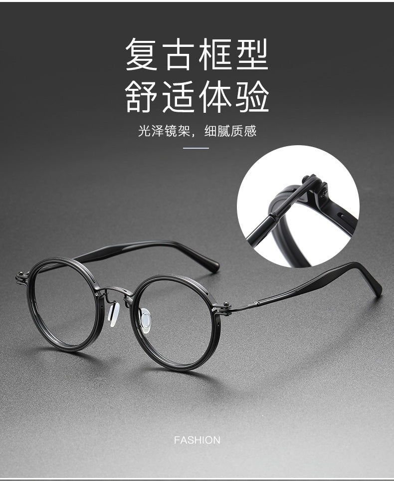 Large round pure titanium eyeglass frames