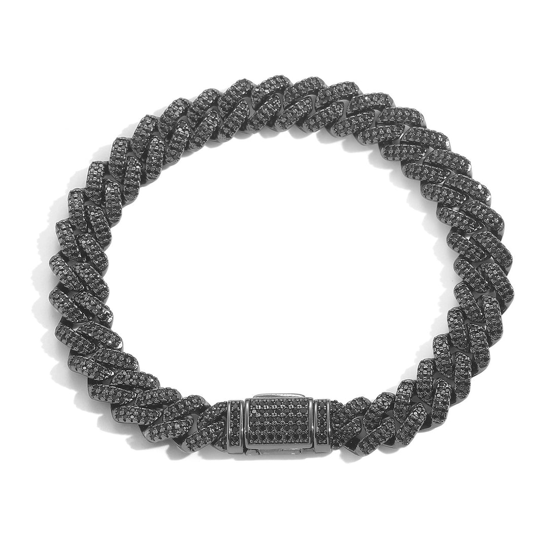 Hip-Hop Black Zirconia Rhombus Cuban Link Chain