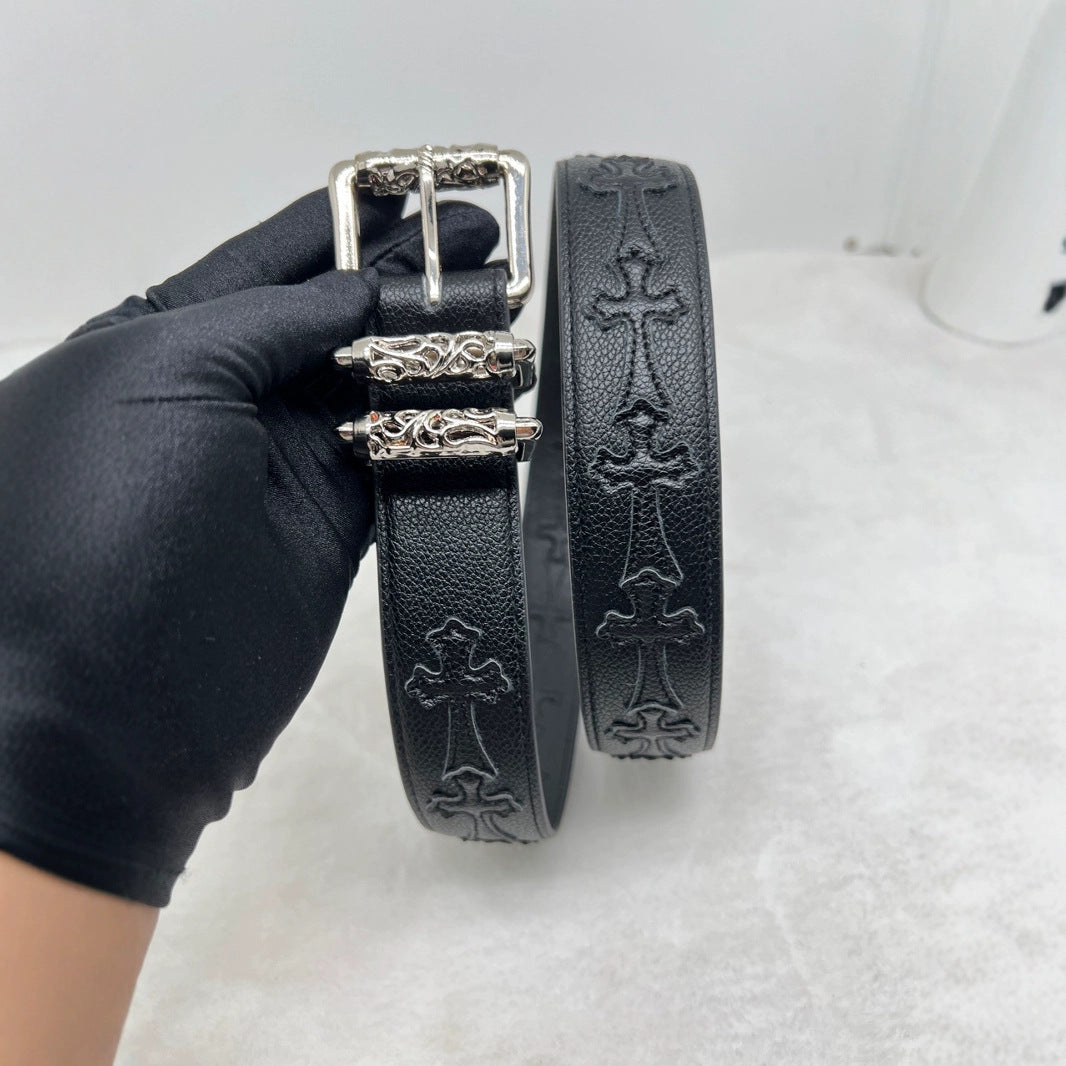 Chrome Hearts Litchi-Grain Colored Belt with Vine Motif