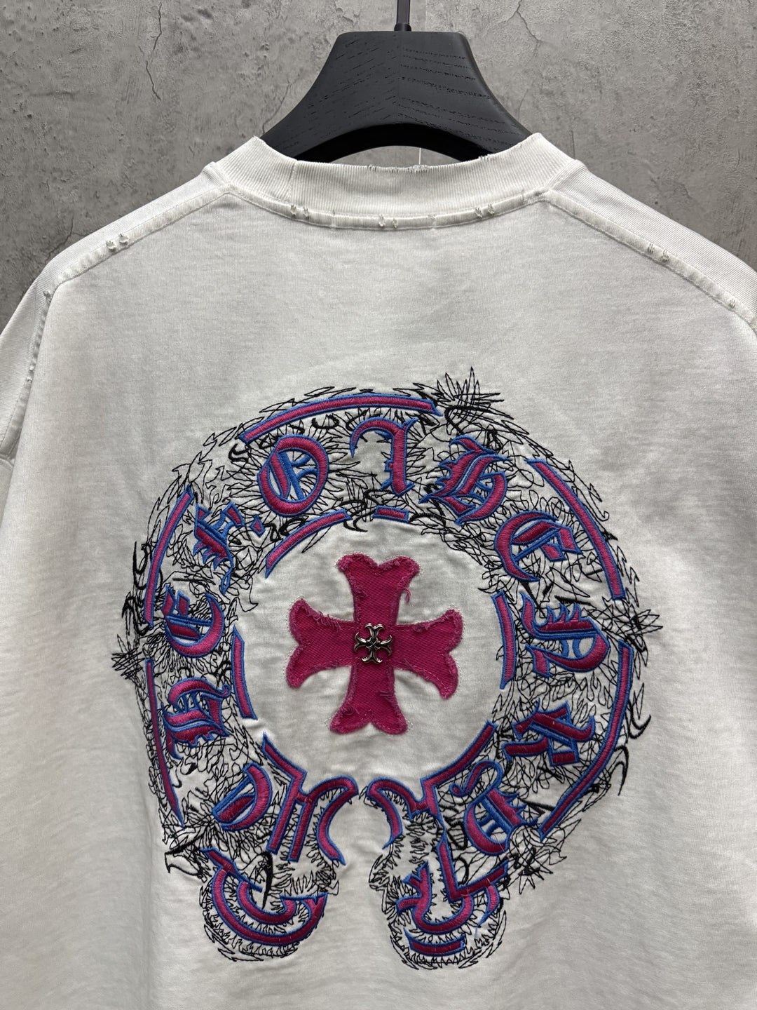Chrome Hearts Washed Appliqué Embroidered Short-Sleeve T-Shirt