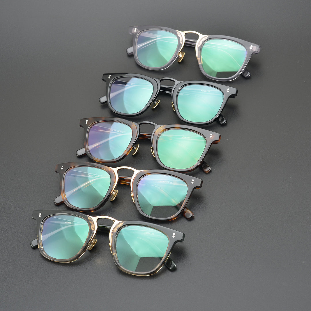 Bold Square Frames with Gold Bridge Full-Rim Style for Wider Faces