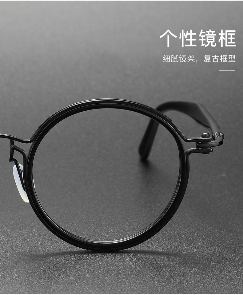 Large round pure titanium eyeglass frames