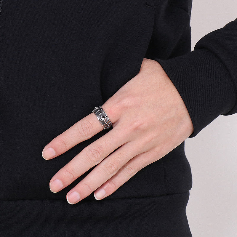 Distressed, minimalist, and stylish dragon-shaped diamond ring