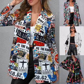 Printed slim fit mid-length jacket