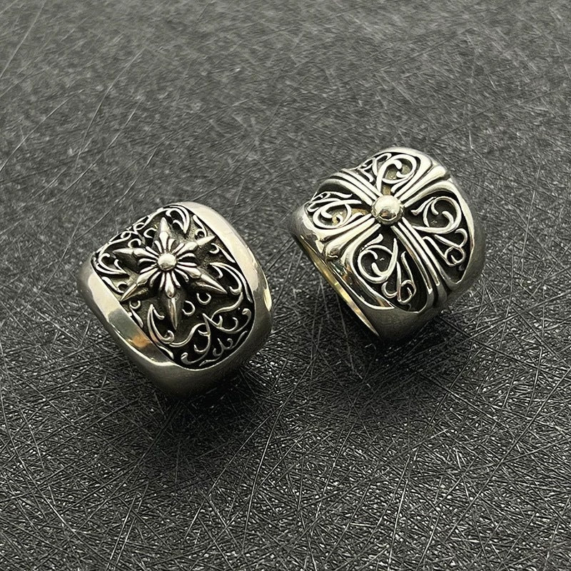chromen harten wijnstok hexagram ringen