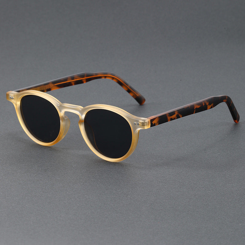 Small Round Frame Retro Acetate Sunglasses