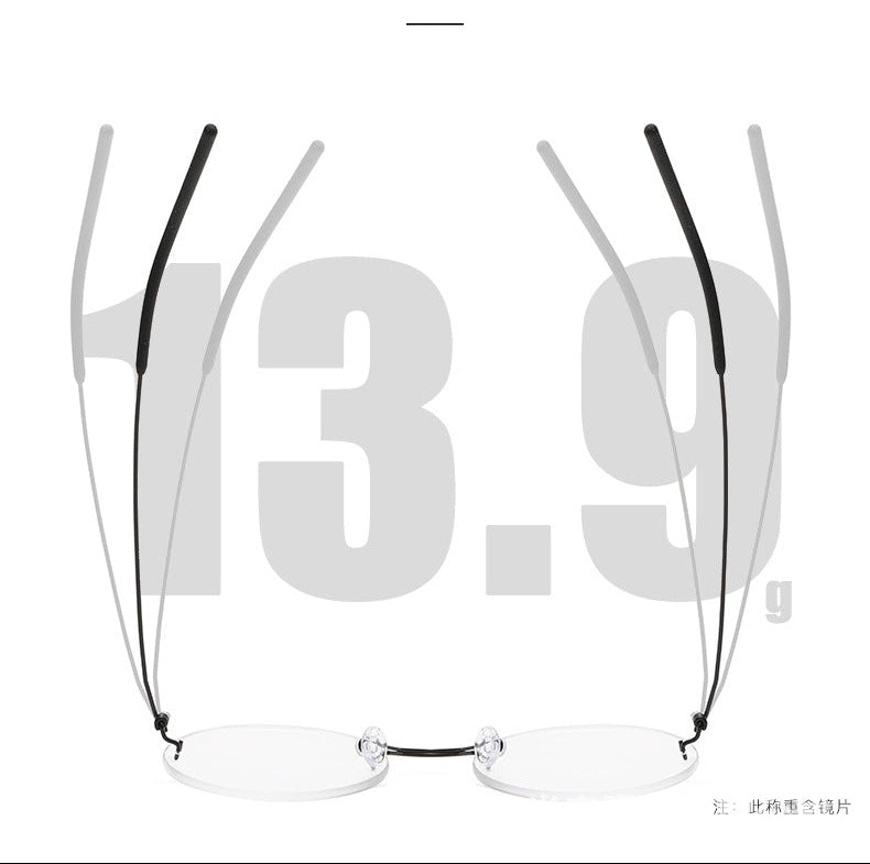 Rimless Round Large Frame Stainless Steel Glasses