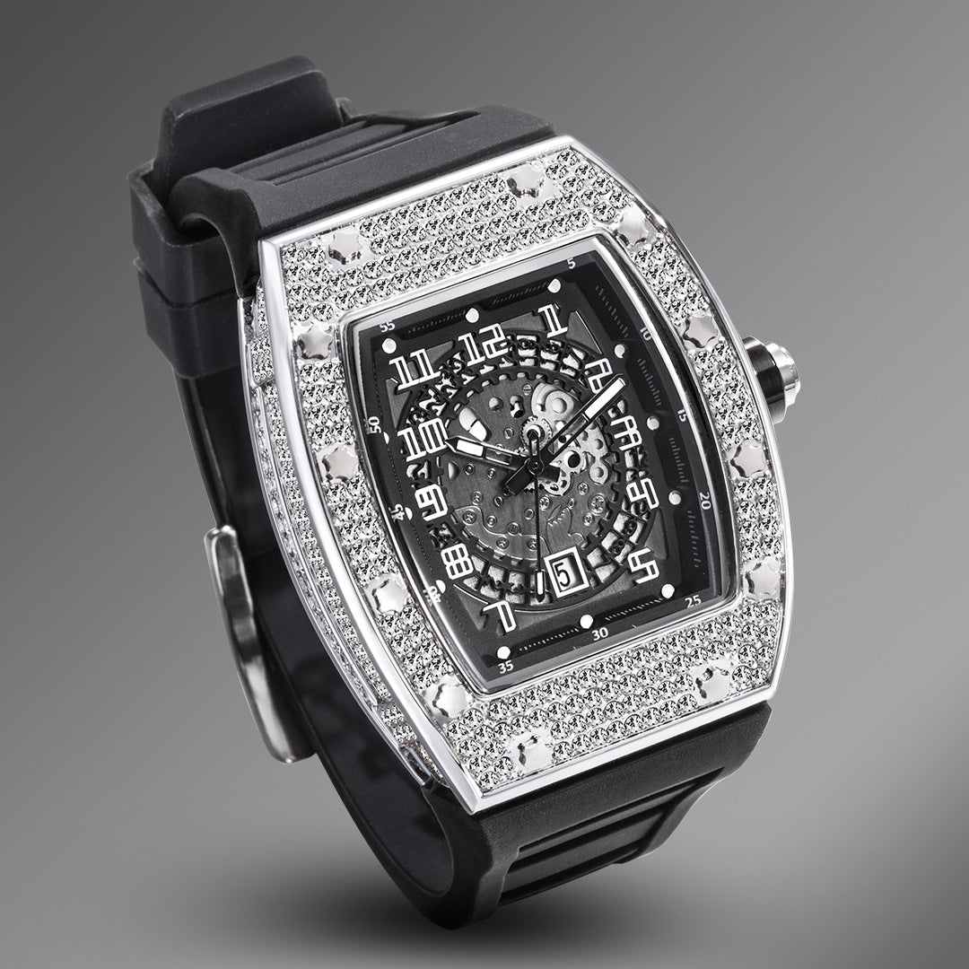 Tonneau-Shaped Quartz Watches with Silicone Straps