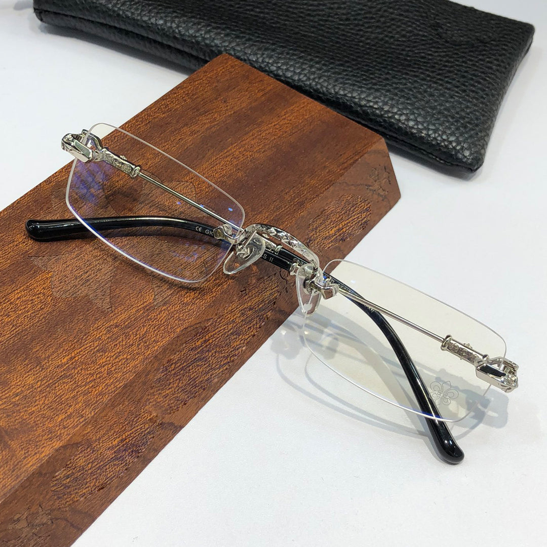 Chrome Hearts pure titanium square rimless eyeglass frames