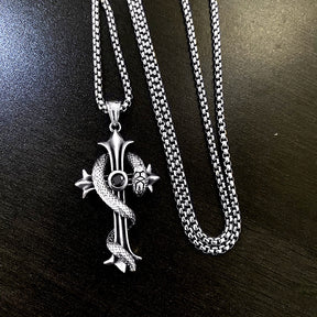 chrome hearts snake cross enamel necklace