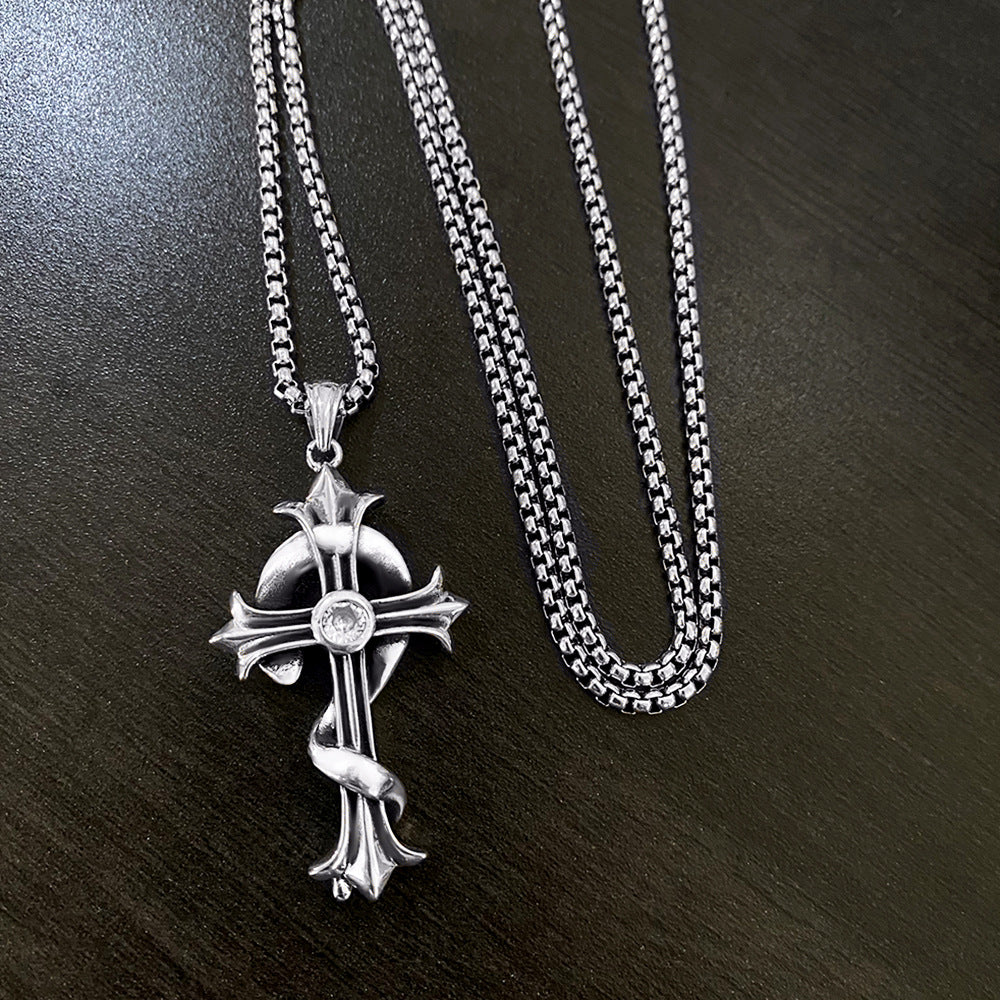 chrome hearts snake cross enamel necklace