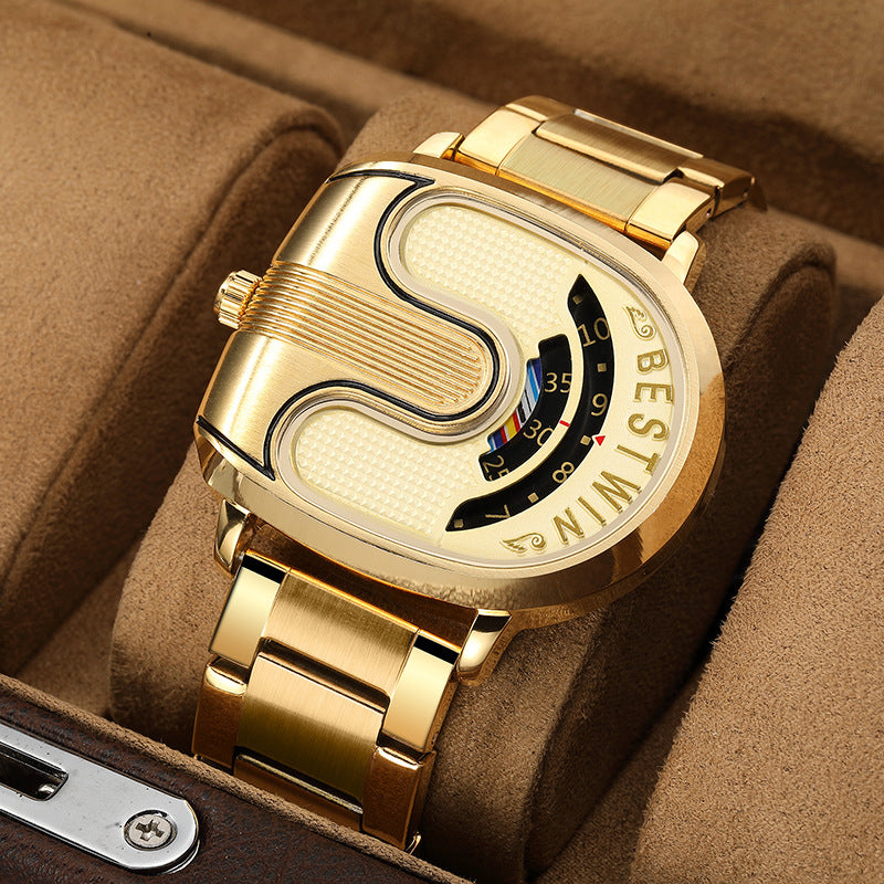 Stylish Gold U-Shaped Men's Watch