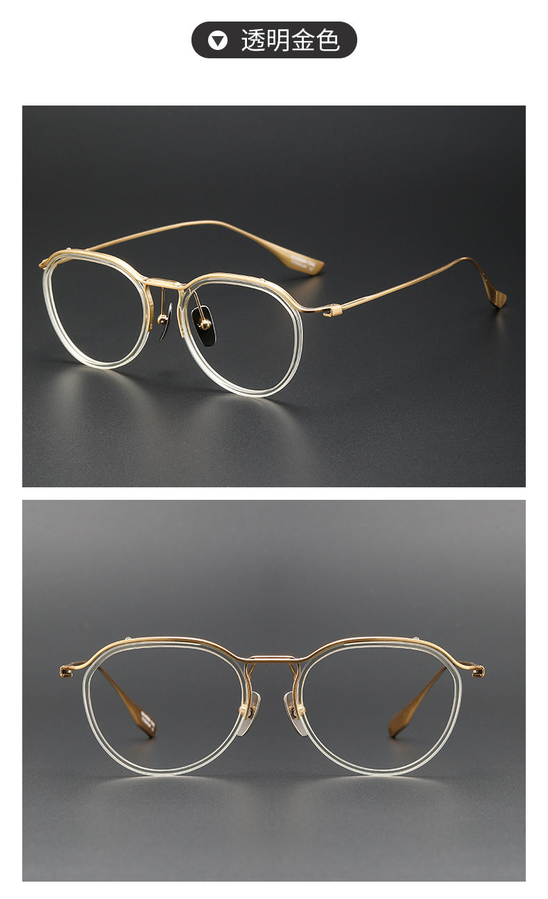 Irregular browline pure titanium eyeglass frames