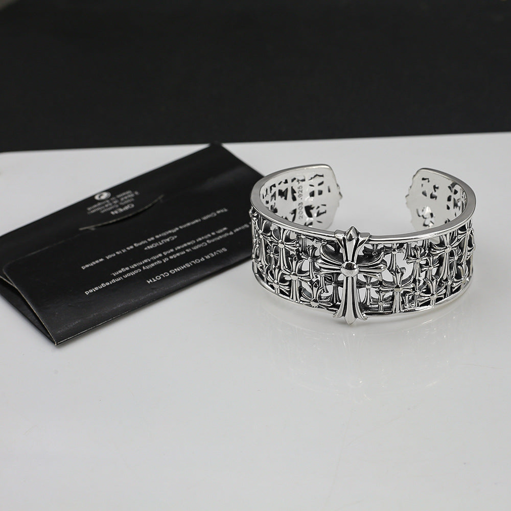 Retro hollow wide open bracelet