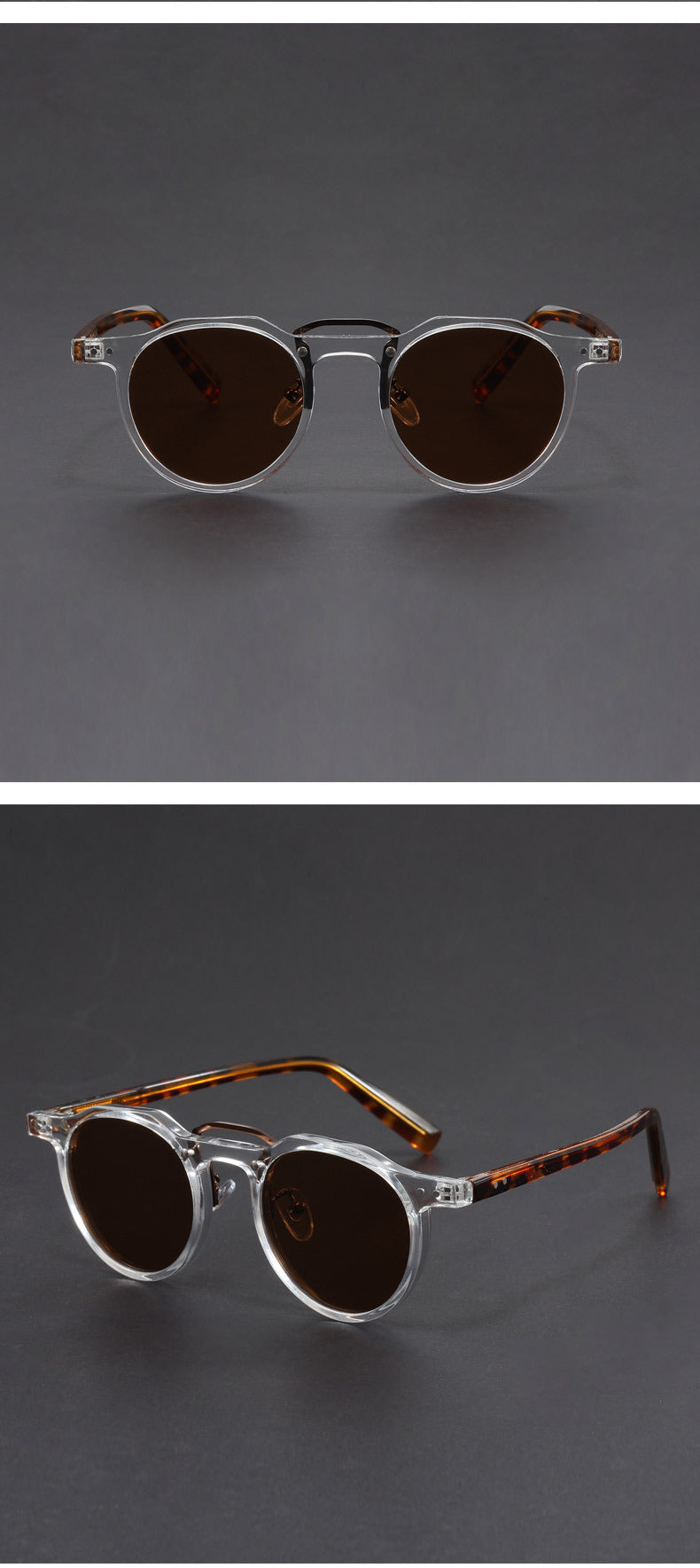 Punk small round frame faux acetate sunglasses