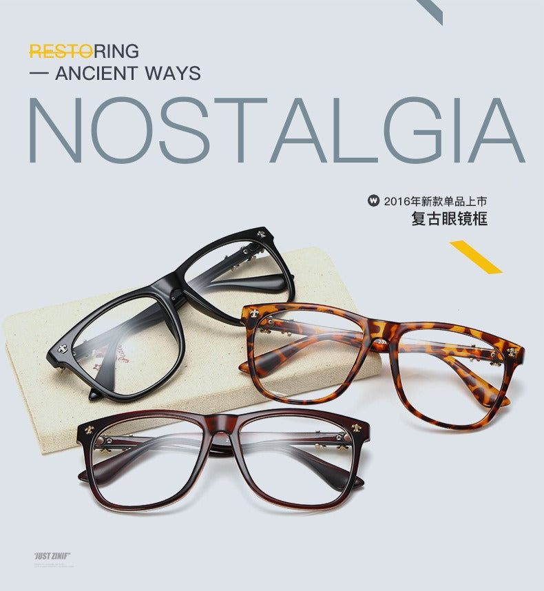 Trendy thick-rimmed non-prescription large-framed eyeglasses