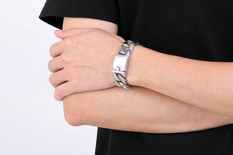Thin 20mm Cuban chain stainless steel bracelet